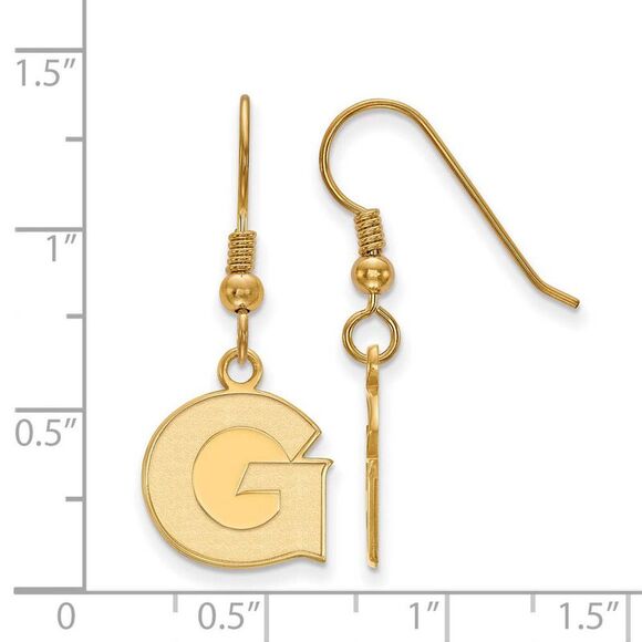 14k Gold Plated Silver Georgetown University Dangle Earrings - Picture 2 of 3